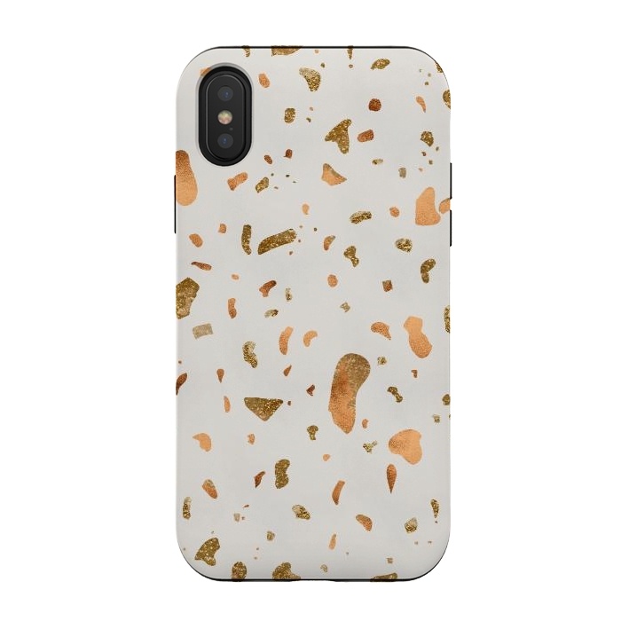 iPhone Xs / X StrongFit Cream Terrazzo with gold and copper spots by  Utart
