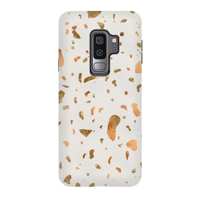 Galaxy S9 plus StrongFit Cream Terrazzo with gold and copper spots by  Utart