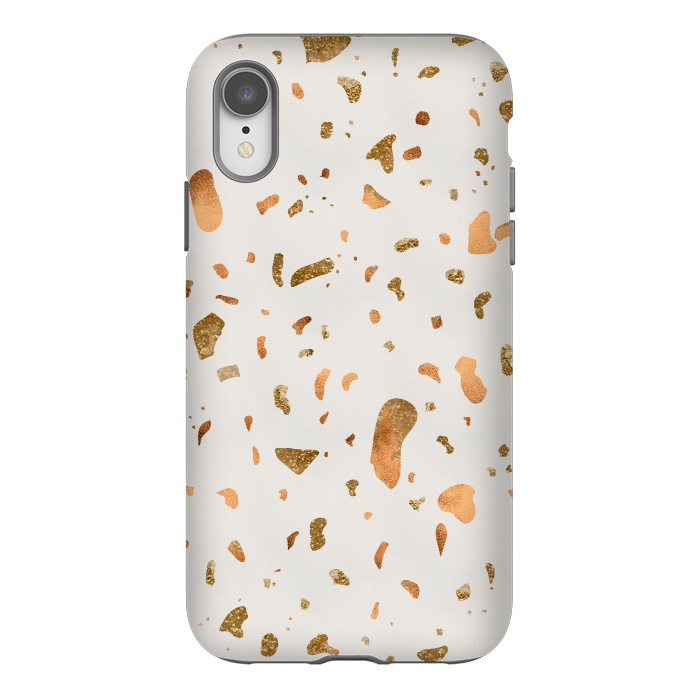 iPhone Xr StrongFit Cream Terrazzo with gold and copper spots by  Utart