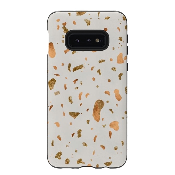 Galaxy S10e StrongFit Cream Terrazzo with gold and copper spots by  Utart