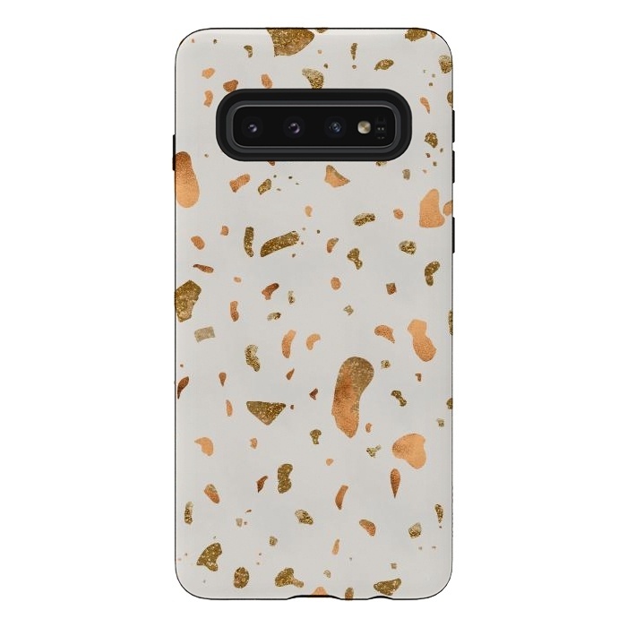 Galaxy S10 StrongFit Cream Terrazzo with gold and copper spots by  Utart