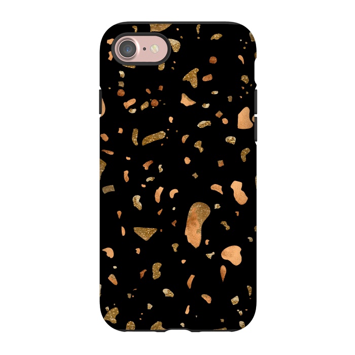 iPhone 7 StrongFit Black Terrazzo with gold and copper spots by  Utart