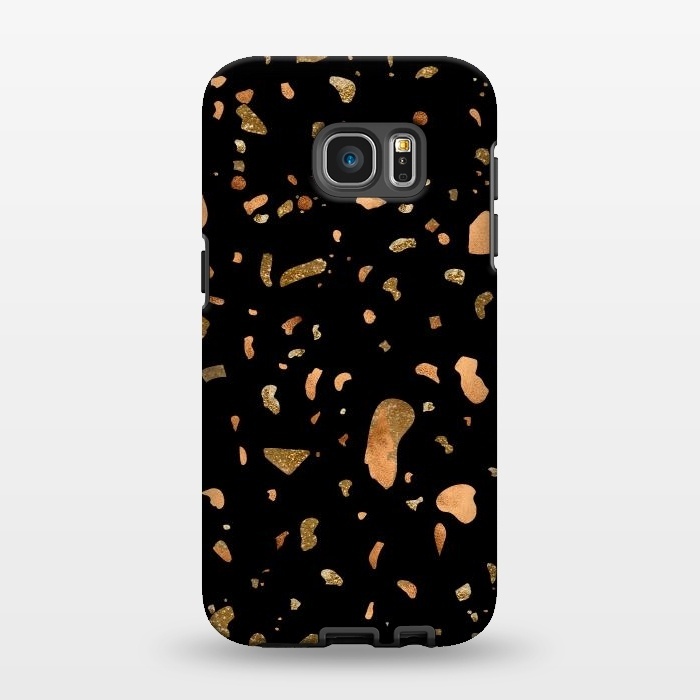 Galaxy S7 EDGE StrongFit Black Terrazzo with gold and copper spots by  Utart