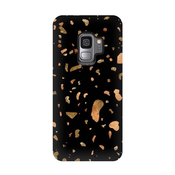 Galaxy S9 StrongFit Black Terrazzo with gold and copper spots by  Utart
