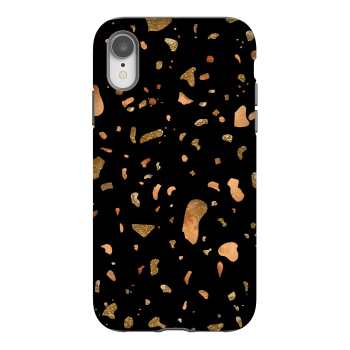 iPhone Xr StrongFit Black Terrazzo with gold and copper spots by  Utart