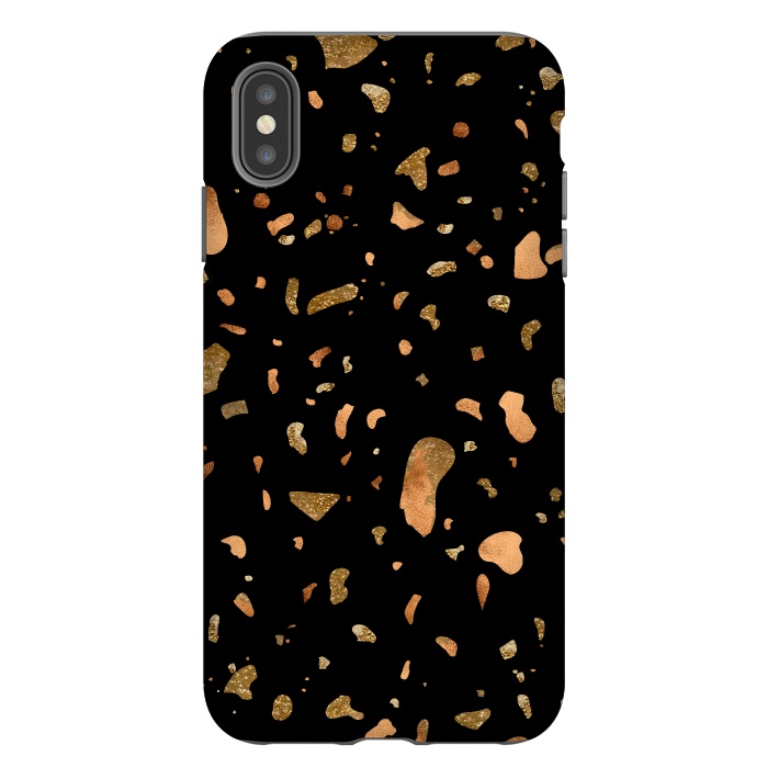 iPhone Xs Max StrongFit Black Terrazzo with gold and copper spots by  Utart