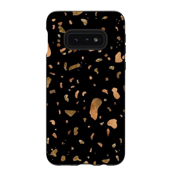 Galaxy S10e StrongFit Black Terrazzo with gold and copper spots by  Utart