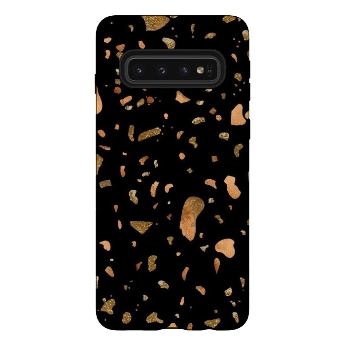 Galaxy S10 StrongFit Black Terrazzo with gold and copper spots by  Utart