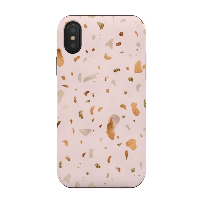 iPhone Xs / X StrongFit Pink terrazzo with gold and copper spots by  Utart