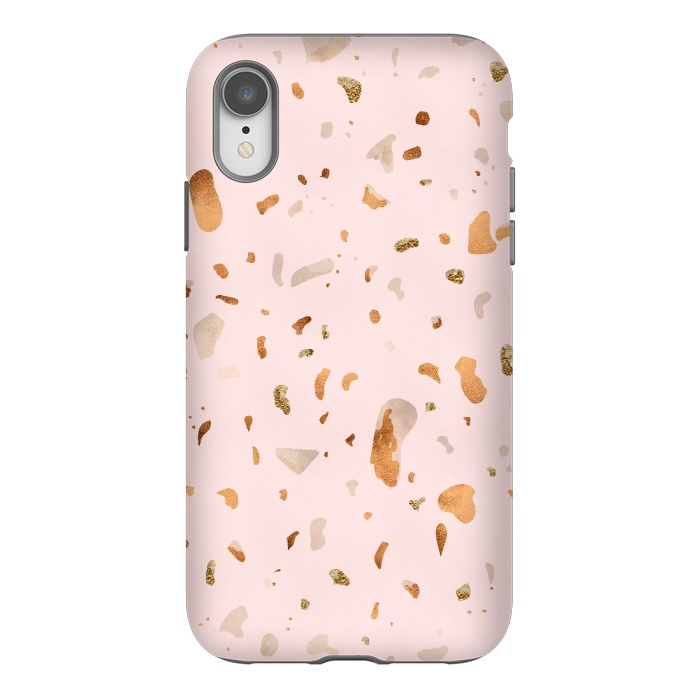 iPhone Xr StrongFit Pink terrazzo with gold and copper spots by  Utart