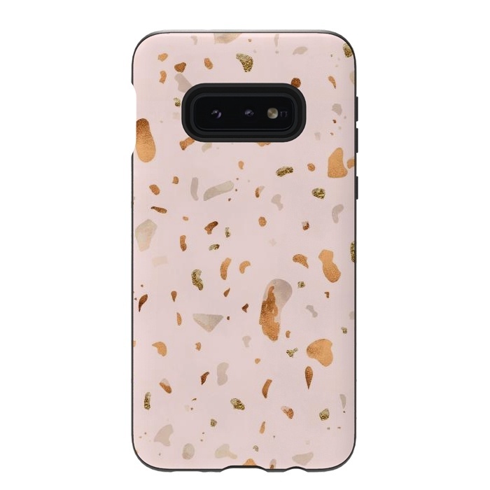 Galaxy S10e StrongFit Pink terrazzo with gold and copper spots by  Utart