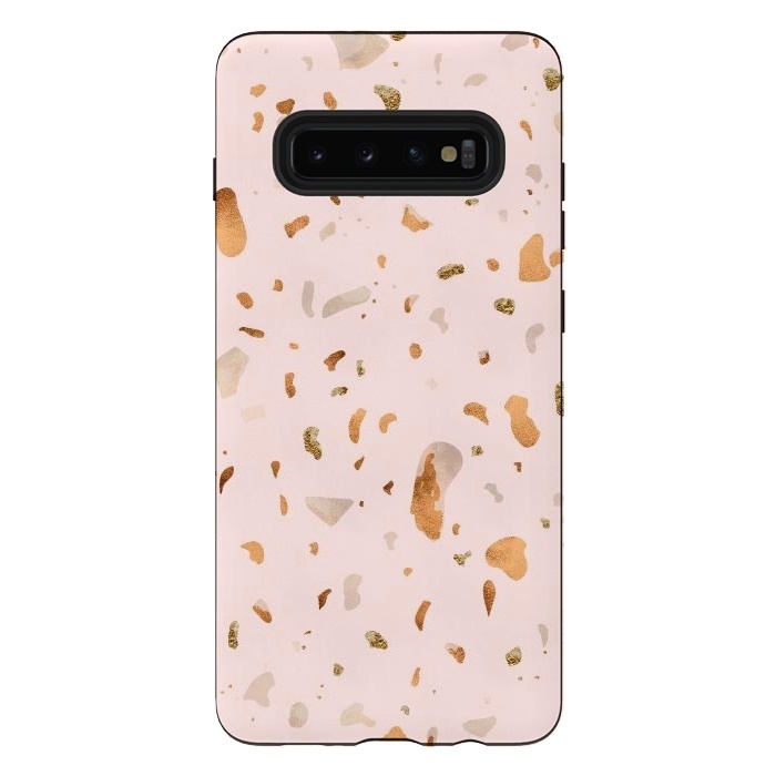 Galaxy S10 plus StrongFit Pink terrazzo with gold and copper spots by  Utart