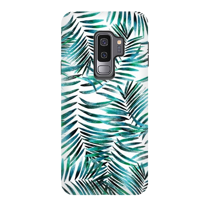 Galaxy S9 plus StrongFit Brushed tropical palm leaves by Oana 