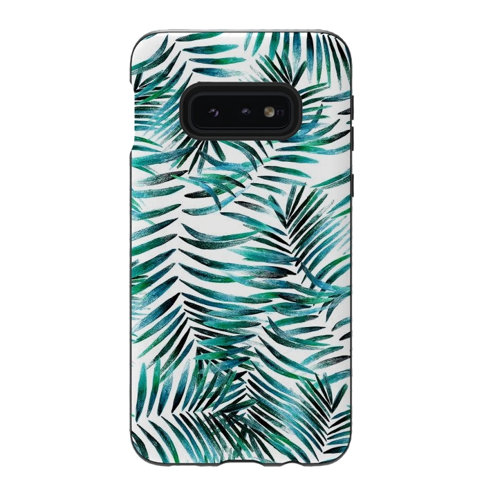 Galaxy S10e StrongFit Brushed tropical palm leaves by Oana 