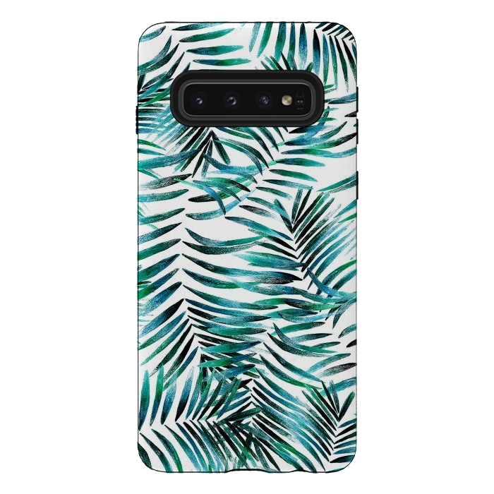 Galaxy S10 StrongFit Brushed tropical palm leaves by Oana 