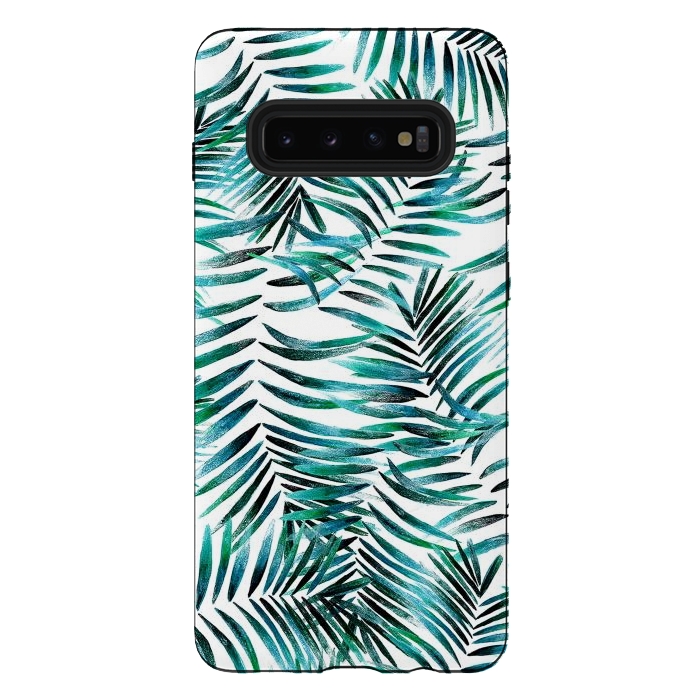 Galaxy S10 plus StrongFit Brushed tropical palm leaves by Oana 