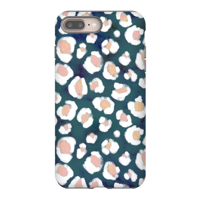 iPhone 7 plus StrongFit Rose gold leopard print spots on emerald by Oana 