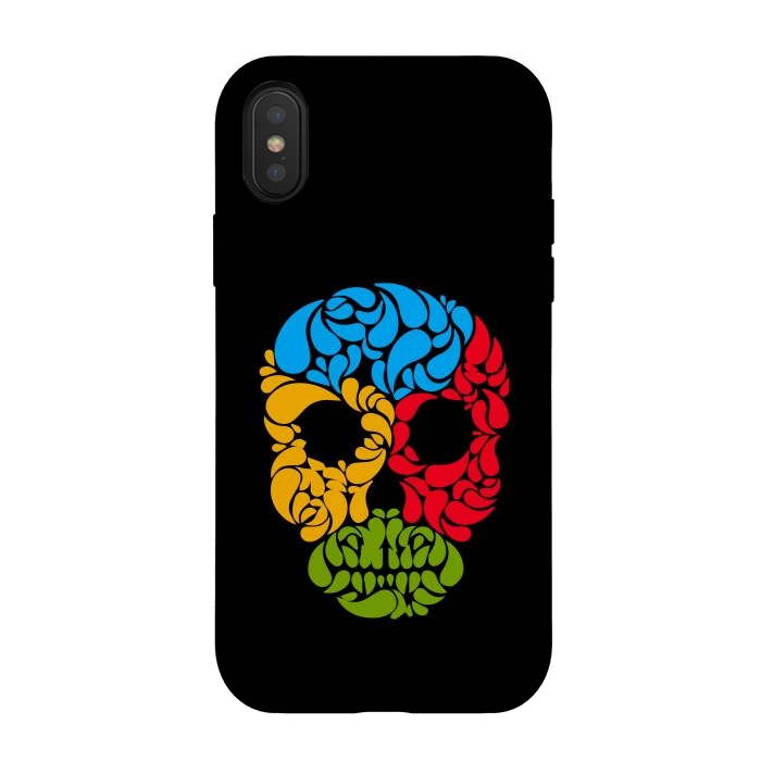 iPhone Xs / X StrongFit floral skull art by TMSarts