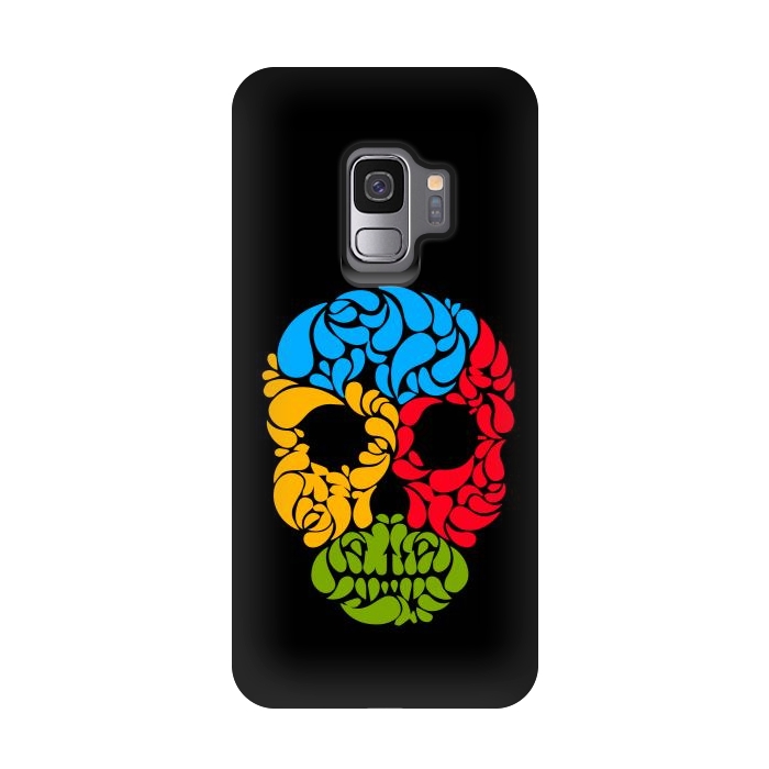 Galaxy S9 StrongFit floral skull art by TMSarts