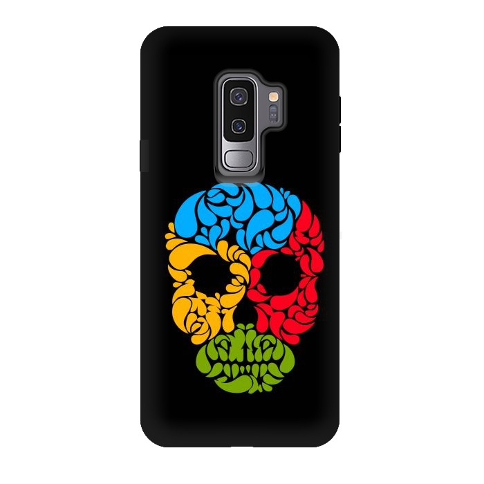 Galaxy S9 plus StrongFit floral skull art by TMSarts
