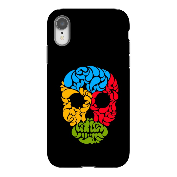 iPhone Xr StrongFit floral skull art by TMSarts