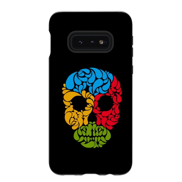 Galaxy S10e StrongFit floral skull art by TMSarts