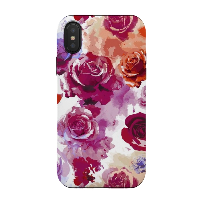 iPhone Xs / X StrongFit Watercolor Roses 2 by Bledi