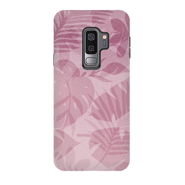 Galaxy S9 plus StrongFit Blush Tropical Leaves by Andrea Haase