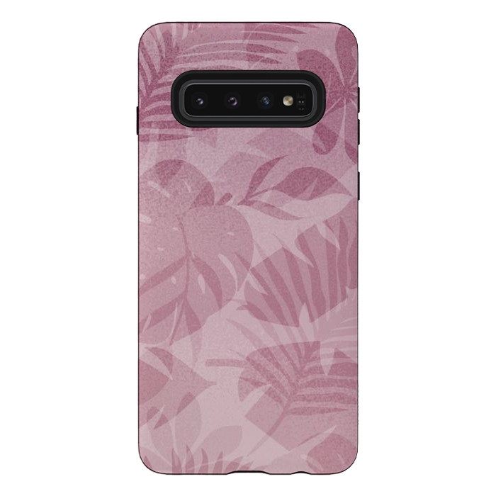 Galaxy S10 StrongFit Blush Tropical Leaves by Andrea Haase