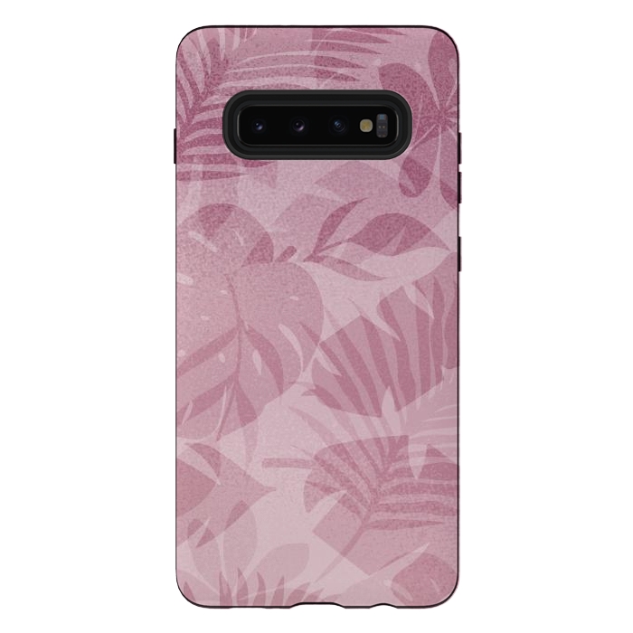 Galaxy S10 plus StrongFit Blush Tropical Leaves by Andrea Haase