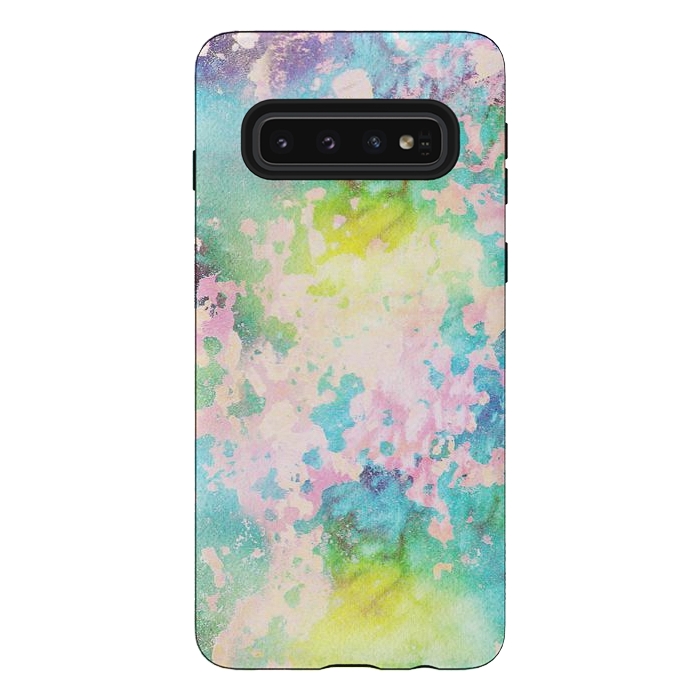 Galaxy S10 StrongFit Colorful watercolor painted wall by Oana 