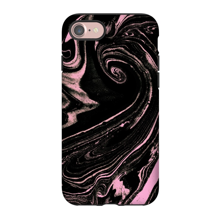 iPhone 7 StrongFit Dark marble with neon pink spiral by Oana 
