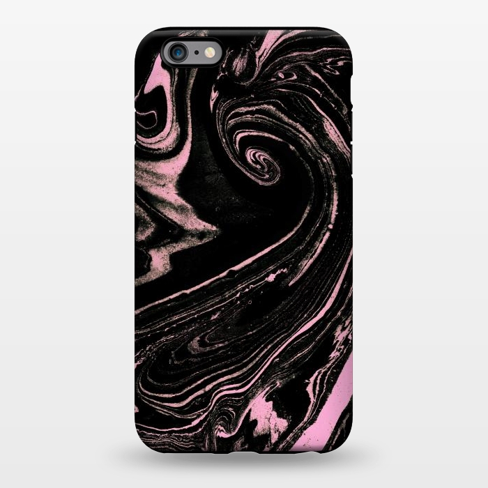 iPhone 6/6s plus StrongFit Dark marble with neon pink spiral by Oana 