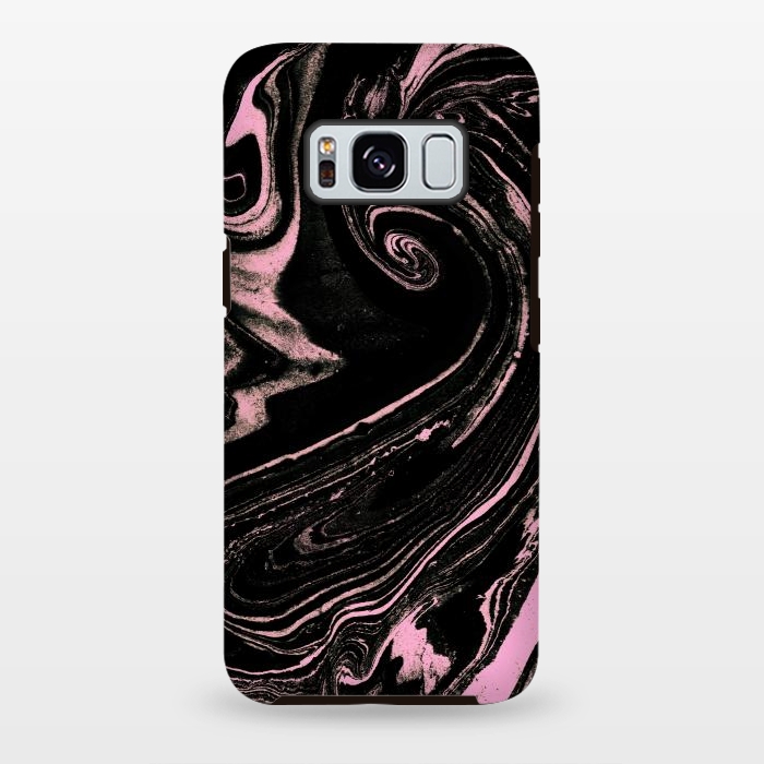 Galaxy S8 plus StrongFit Dark marble with neon pink spiral by Oana 