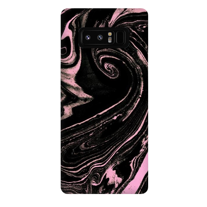 Galaxy Note 8 StrongFit Dark marble with neon pink spiral by Oana 