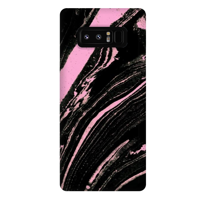 Galaxy Note 8 StrongFit Black marble with neon pink stripes by Oana 