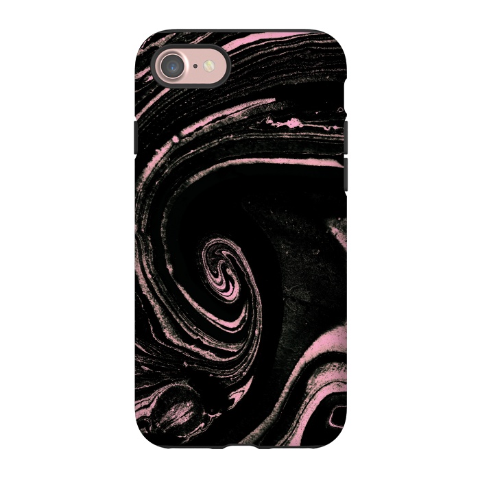iPhone 7 StrongFit Minimal black pink marble spiral by Oana 