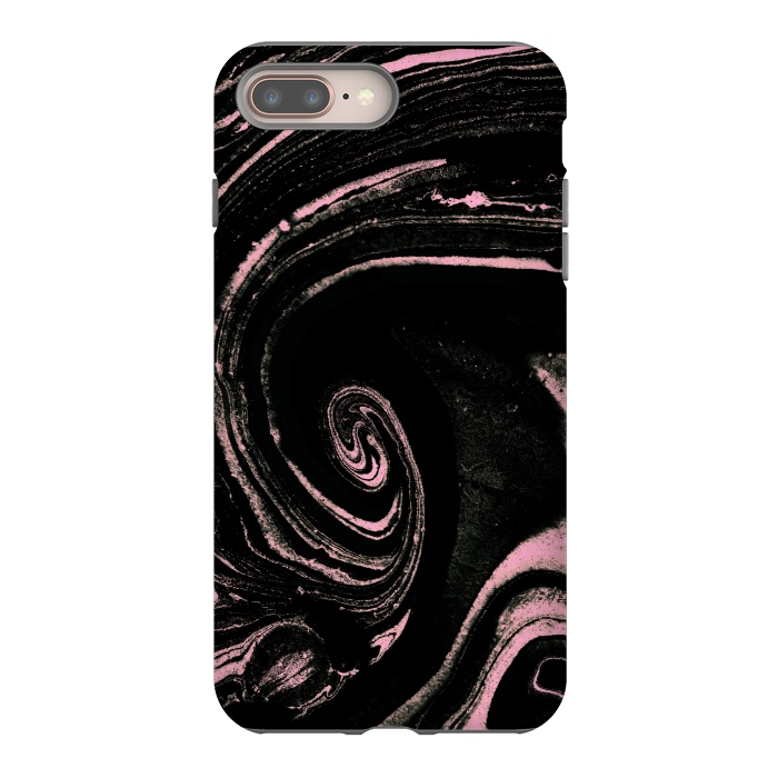 iPhone 7 plus StrongFit Minimal black pink marble spiral by Oana 