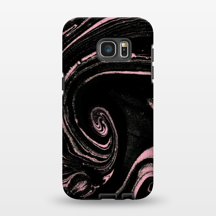 Galaxy S7 EDGE StrongFit Minimal black pink marble spiral by Oana 