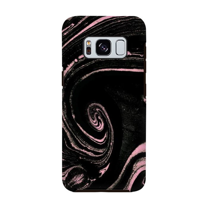 Galaxy S8 StrongFit Minimal black pink marble spiral by Oana 