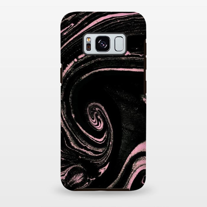 Galaxy S8 plus StrongFit Minimal black pink marble spiral by Oana 
