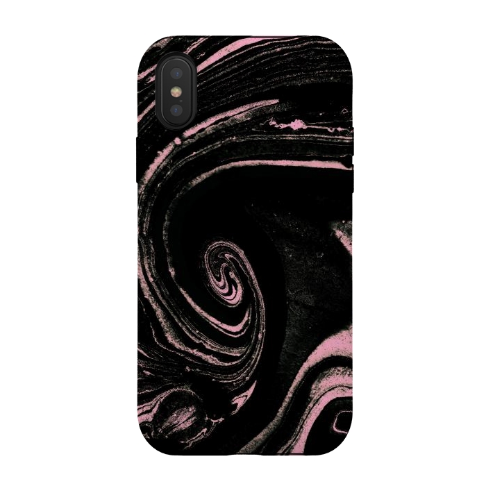 iPhone Xs / X StrongFit Minimal black pink marble spiral by Oana 