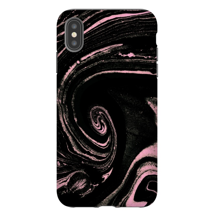 iPhone Xs Max StrongFit Minimal black pink marble spiral by Oana 