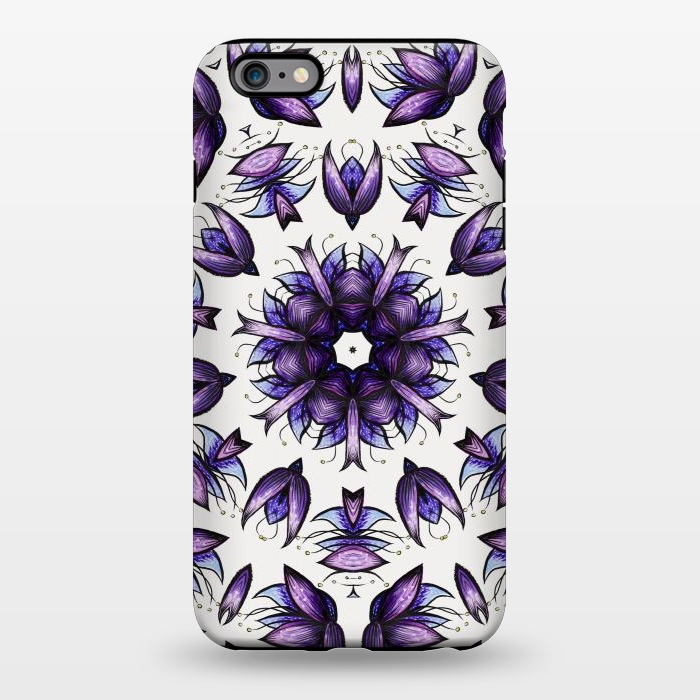 iPhone 6/6s plus StrongFit Abstract Lotus Flower Kaleidoscopic Mandala Pattern In Blue Violet by Boriana Giormova
