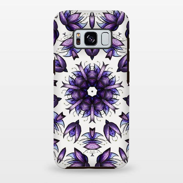 Galaxy S8 plus StrongFit Abstract Lotus Flower Kaleidoscopic Mandala Pattern In Blue Violet by Boriana Giormova