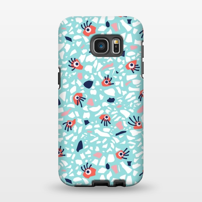 Galaxy S7 EDGE StrongFit Fun Geometric Terrazzo Pattern With Eyes by Boriana Giormova