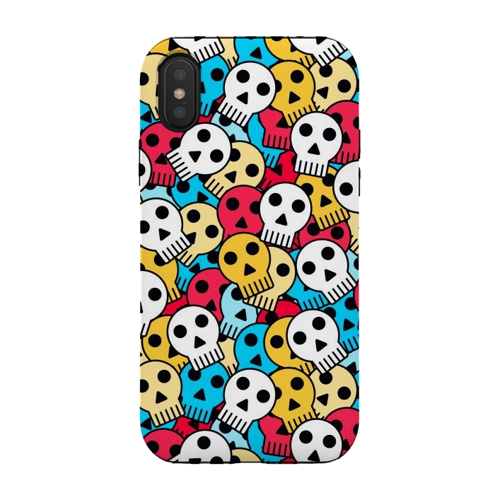 iPhone Xs / X StrongFit colorful halloween skulls by TMSarts