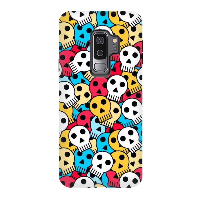 Galaxy S9 plus StrongFit colorful halloween skulls by TMSarts