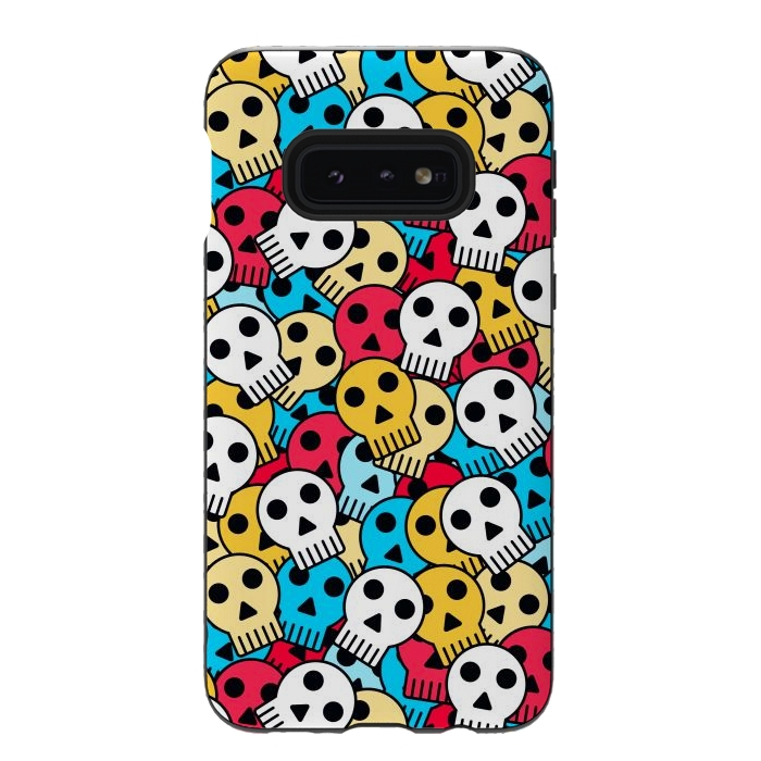 Galaxy S10e StrongFit colorful halloween skulls by TMSarts
