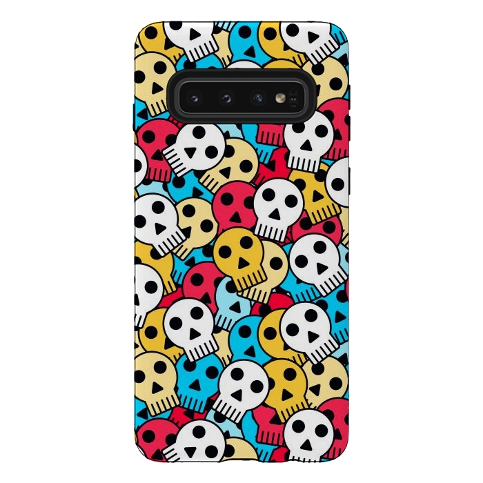 Galaxy S10 StrongFit colorful halloween skulls by TMSarts